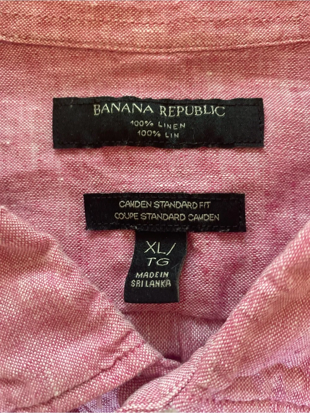 Banana Republic 100% Linen Camden Button Down Shirt Bright Berry Pink Size XL